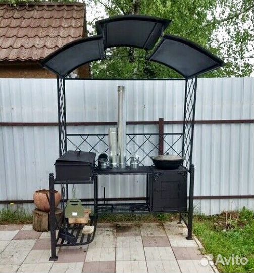 Мангал с печкой под казан