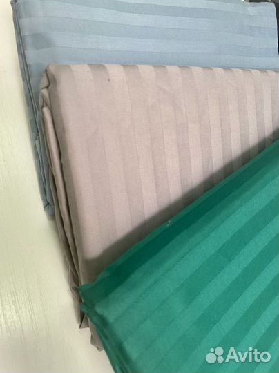 Простынь на резинке страйп сатин