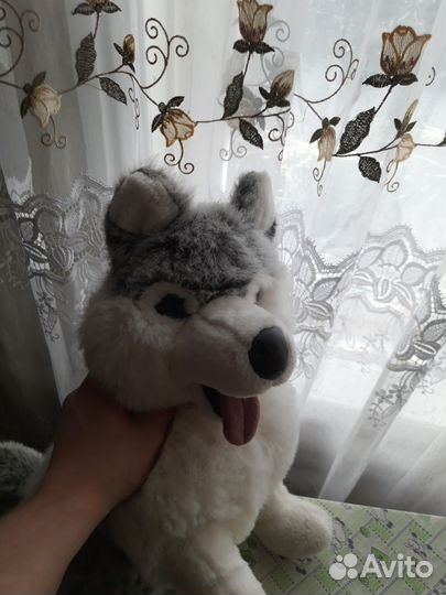 Большая мягкая игрушка хаски собака