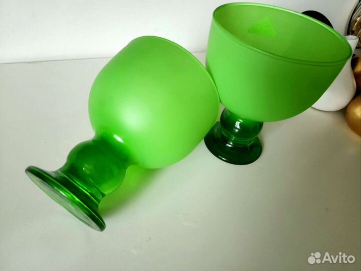 Бокалы креманки, стекло emerald green,Италия