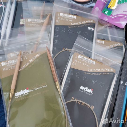 Спицы Addi новые много, крючки Адди + аксессуары