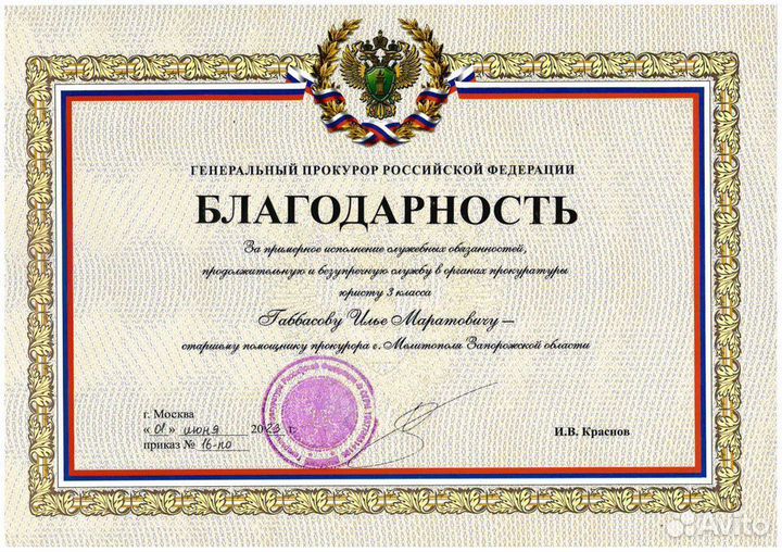 Юрист. Опыт в прокуратуре