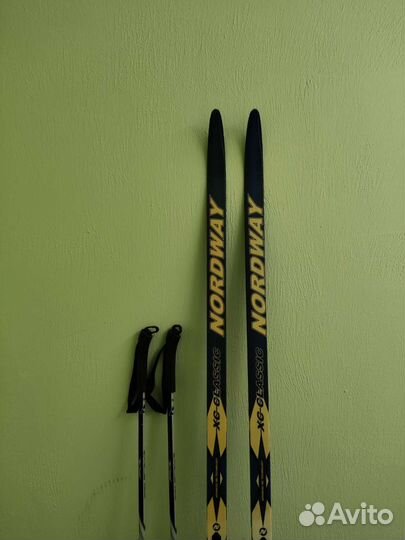 Лыжи беговые Nordway 198см+палки+ботинки 44 р
