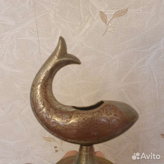 Бронзовая пепельница рыбка, винтаж
