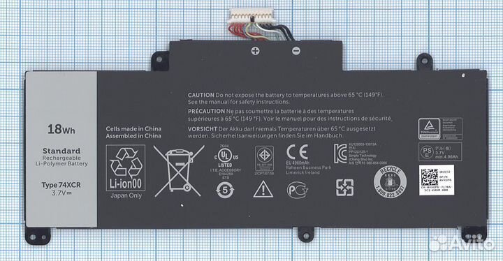 Акб 74XCR для Dell Venue 8 Pro 3.7V 18Wh 4870mAh