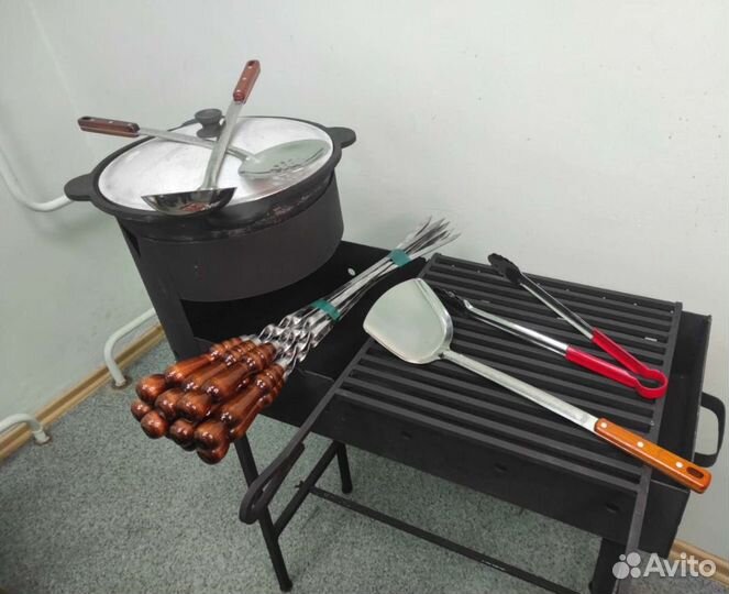 Решетка гриль чугунная, стальная на мангал