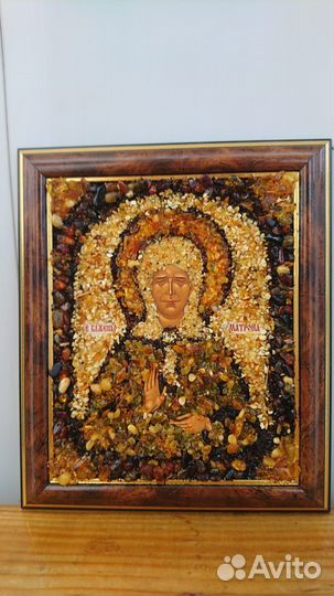 Икона с янтарной крошкой Святая Матрона