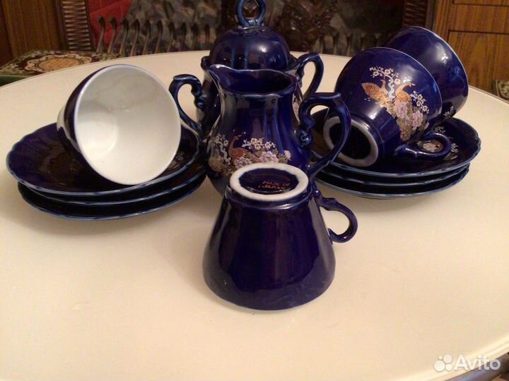 Сервис кофейный кобальтовый винтаж Япония