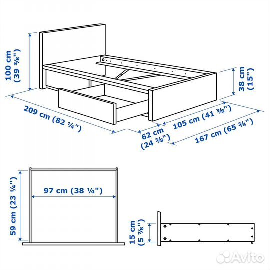 Кровать IKEA мальм односпальная