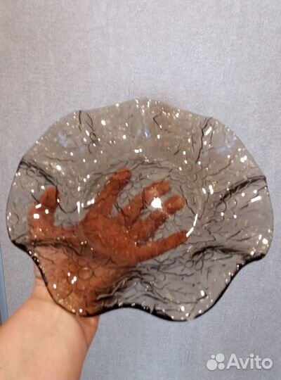 Ваза Блюдо коньячное стекло СССР. Волнистое