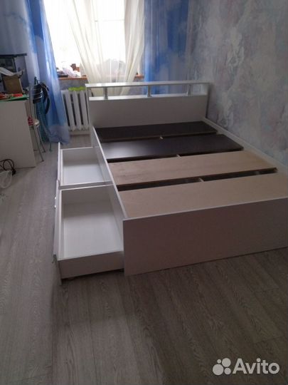 Кровать с ящиками двуспальная 1,4 белая Саломея