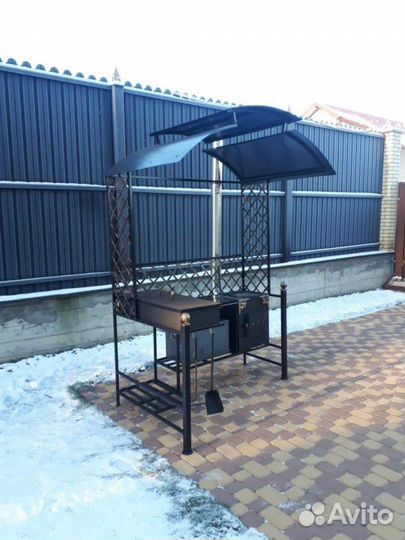 Кованый мангал с печкой