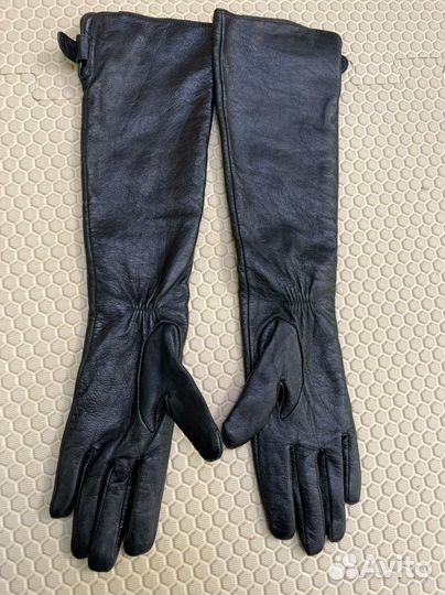 Перчатки женские длинные кожаные размер 7