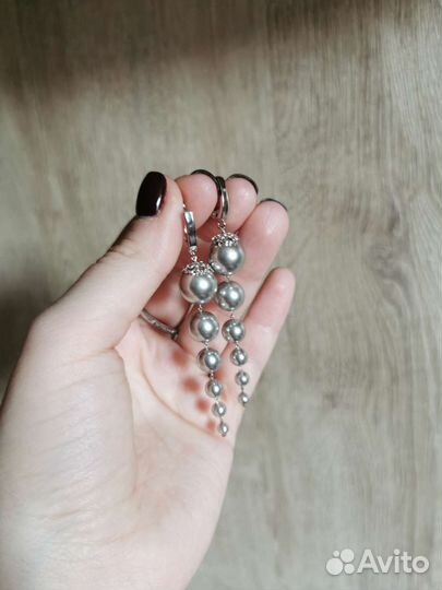 Длинные серьги с жемчугом Swarovski