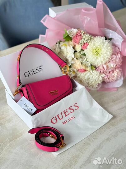 Сумка Guess седло розовая