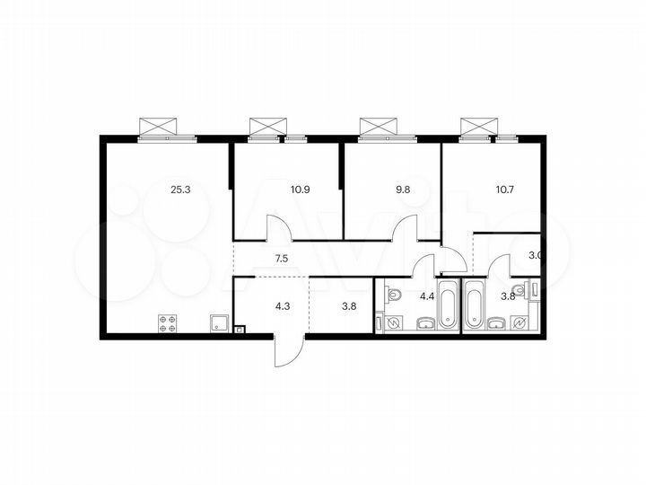 3-к. квартира, 83,5 м², 5/15 эт.