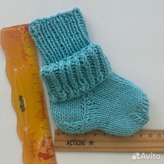 Носки детские вязаные ручной работы, шерсть, 9-10