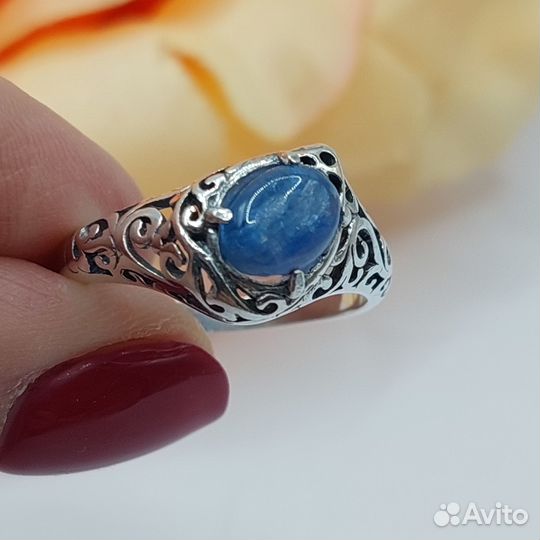 Серебряный комплект с кианитом дизайнерский Лейла