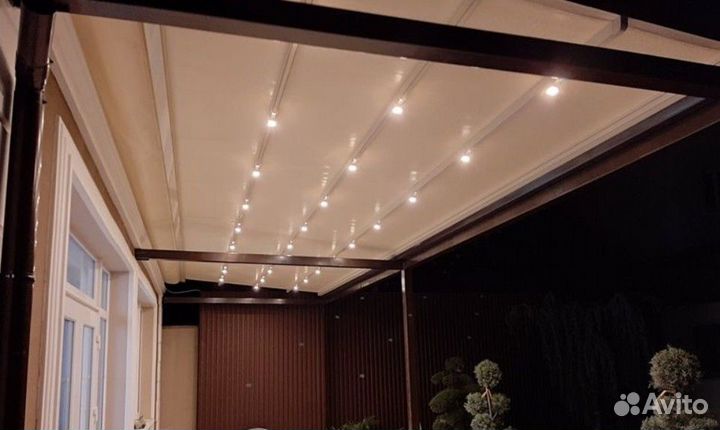 Террасная пергола с освещением 8 на 4 метра