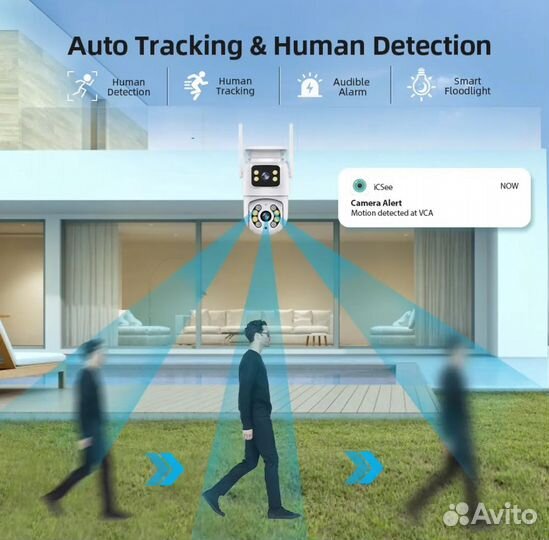 Камера Wi-Fi Hiseeu 8mp,2 объектива,уличная,4K