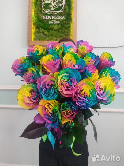Радужные розы \ Цветные розы
