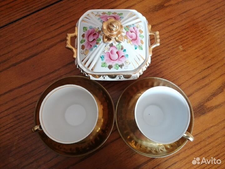 Комплект Фарфоровый, сахарница, чайные пары