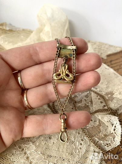 Антикварная длинная цепь со слайдером Англия