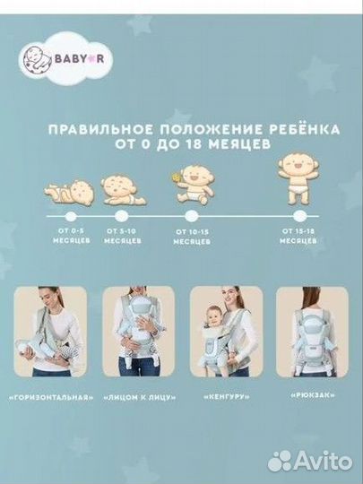 Эргорюкзак baby r кенгуруха слип для новорожденных