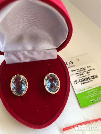 Золотые серьги с топазами