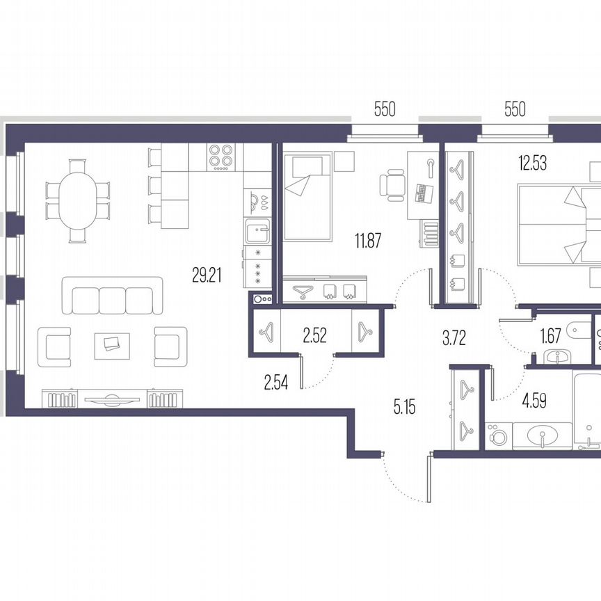 2-к. квартира, 73,8 м², 3/10 эт.