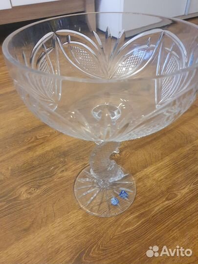 Ваза для фруктов на ножке хрусталь