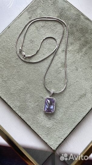 Серебряная цепочка 925 с подвеской с фианитом