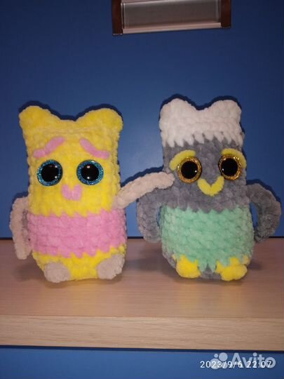 Совята, игрушки ручной работы вязаные