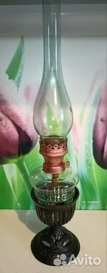 Стеклянная колба для керосиновой лампы, с горелкой
