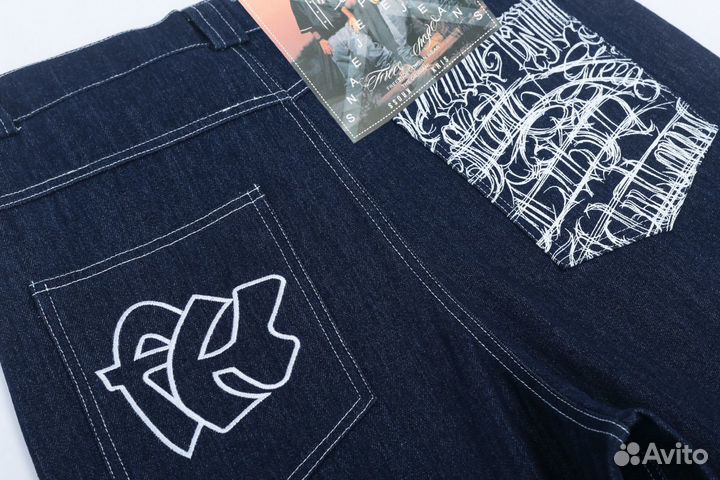 Джинсовые Шорты Широкие Синие Jnco type