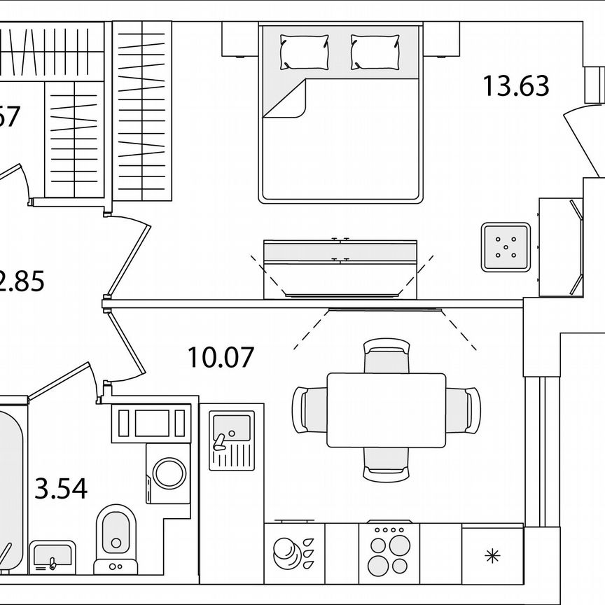 1-к. квартира, 33,9 м², 6/9 эт.