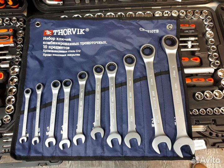Набор ключей трещоточных 8-24 10пр Thorvik