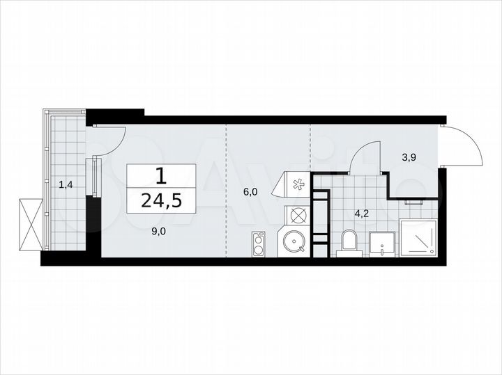 Квартира-студия, 24,5 м², 8/18 эт.