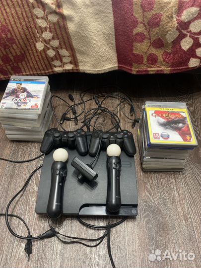 PS 3 2 геймпада 21 игра+PS Mov прошита на 500 гб