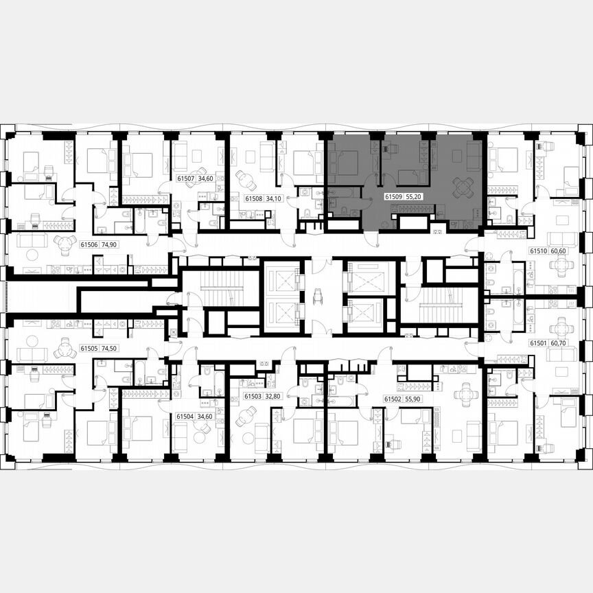 2-к. квартира, 55,2 м², 15/48 эт.