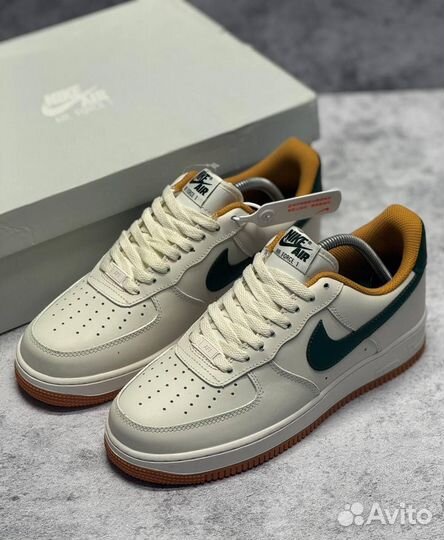 Кроссовки Nike Air Force 1 Light Brown Green (Арт.37347)