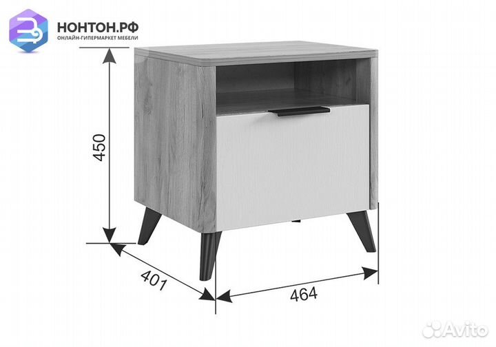 Тумба прикроватная Адам дуб крафт золотой / графит