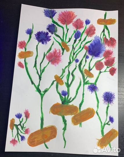 Рисунок акварель, полевые цветы
