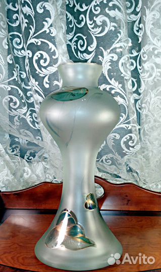 Ваза для цветов дымчатое стекло Чехия