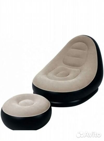 Надувной кресло с пуфиком для дома и туризма