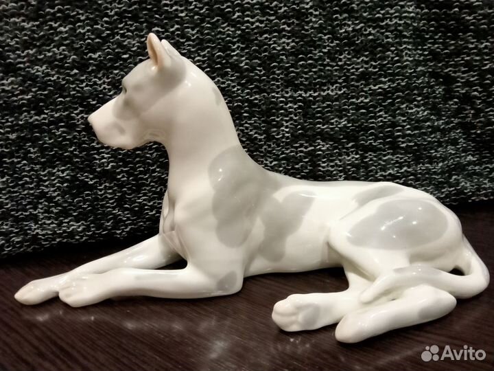 Фарфоровая статуэтка мраморный дог СССР, лфз