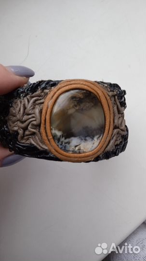 Браслет женский кожа + агат