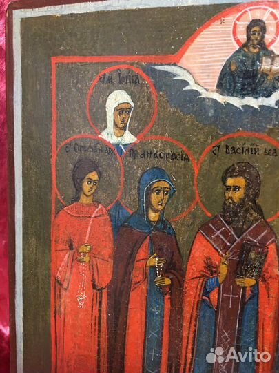Старинная икона Семейная 19век