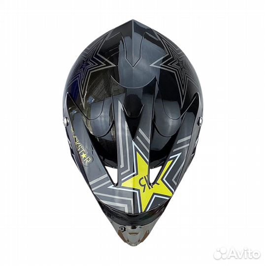 Мотошлем кроссовый RockStar черный глянцевый