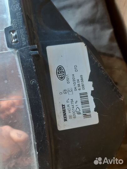 Фара правая на renault logan 1